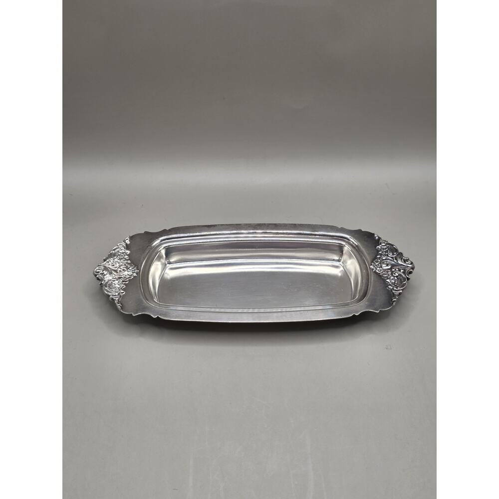 Vintage Wallace Baroque Silverplate Bread Tray Oblong Serving Platter 210